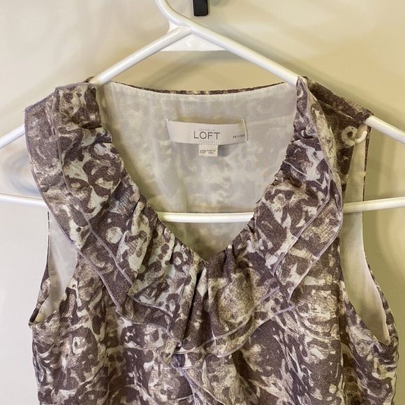 Ann Taylor Loft Top Blouse Tank Sleeveless Brown Tan Cream Size XXS Petite NWOT - Picture 6 of 8